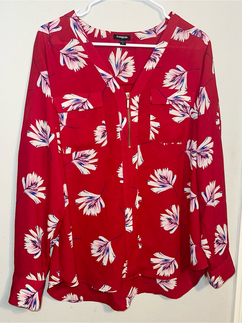 Express Red Floral Blouse